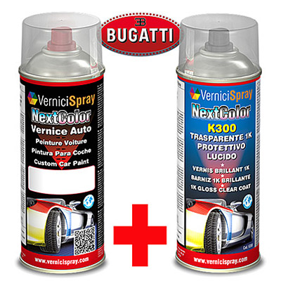 Kit peinture carrosserie BUGATTI VEYRON: bombe peinture 59L31467 DARK BLUE MET. et bombe vernis brillant 1k