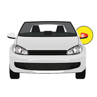 Rtroviseur Extrieur gauche lectrique avec clignotant intgr, Base chrome et Coque avec apprt, Connecteur 5 broches