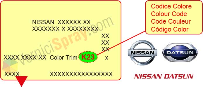 Trouver le code couleur DATSUN/NISSAN